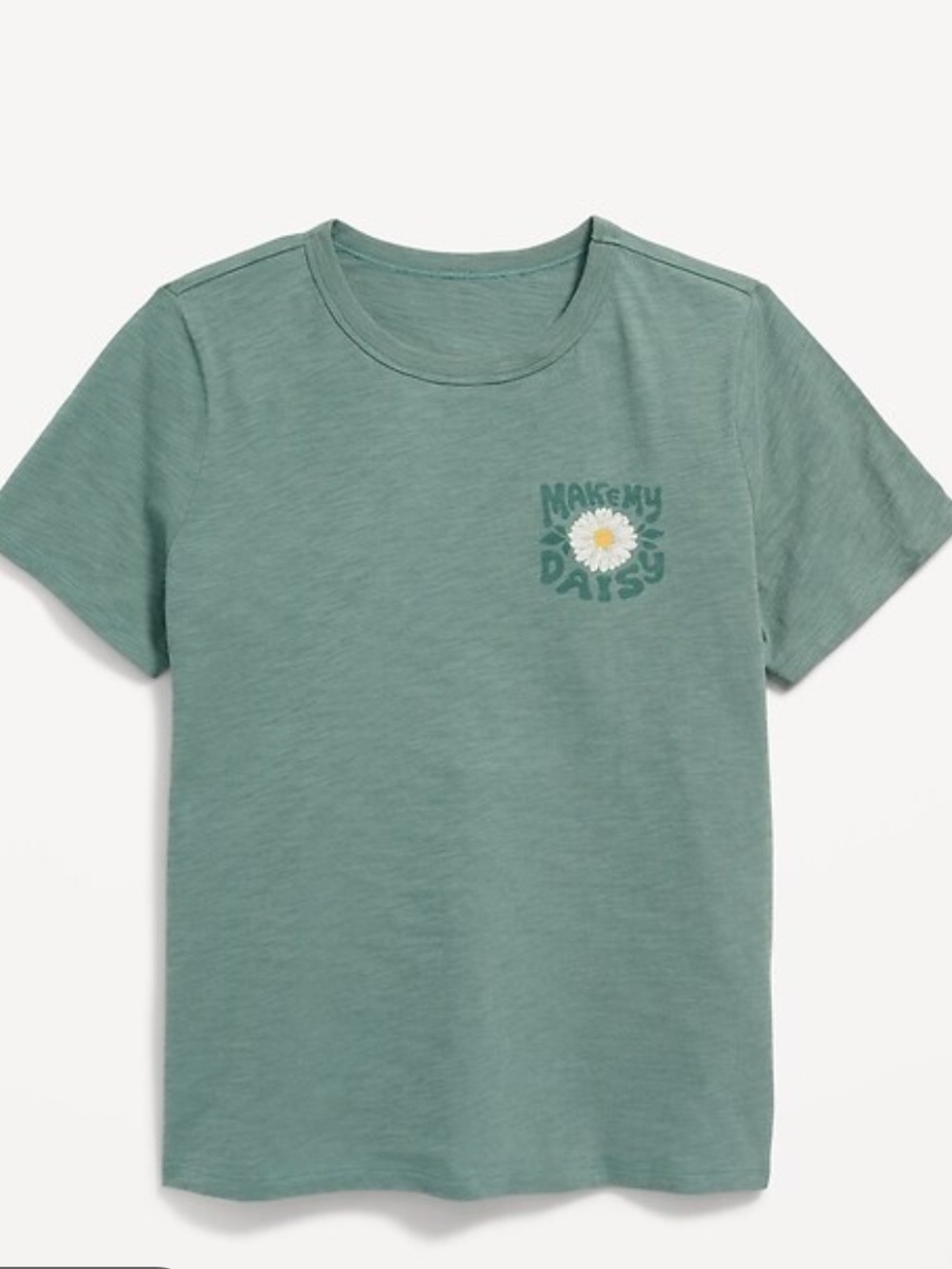 Old Navy Green Crew Neck Short Sleeve Graphic Flower T-Shirt Women’s